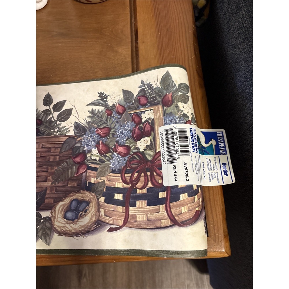 Chesapeake Country Baskets, Flowers, Wallpaper Border 4 Rolls 5 Yards Each